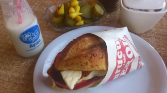 Kumru - a sandwich filled with sort of pastrami & grilled cheese